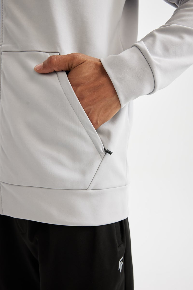 DeFacto Grey Man DeFactoFit Standard Fit Zippered Scuba Fabric Cardigan Casual - Image 5